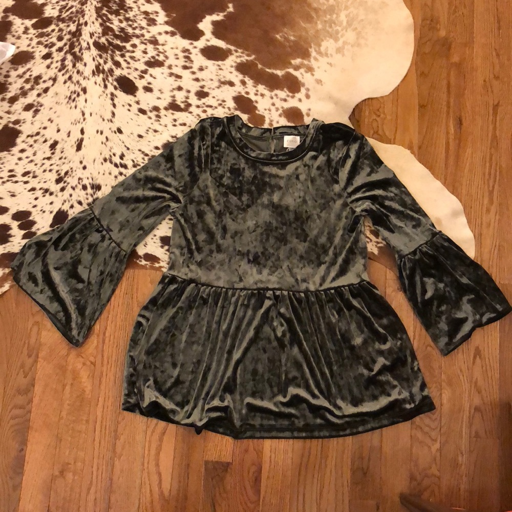 Cupio Green Velvet Peplum Shirt - Size S